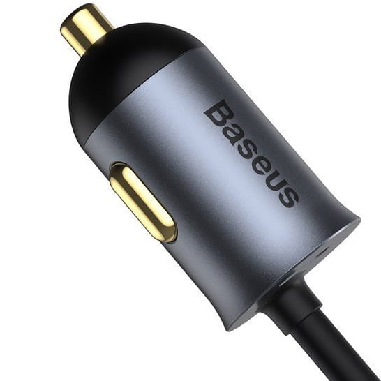Baseus Share Together 2x USB-A, 2x USB-C, 4x 30W, QC, PD Autoladegerät mit Splitter, Grau