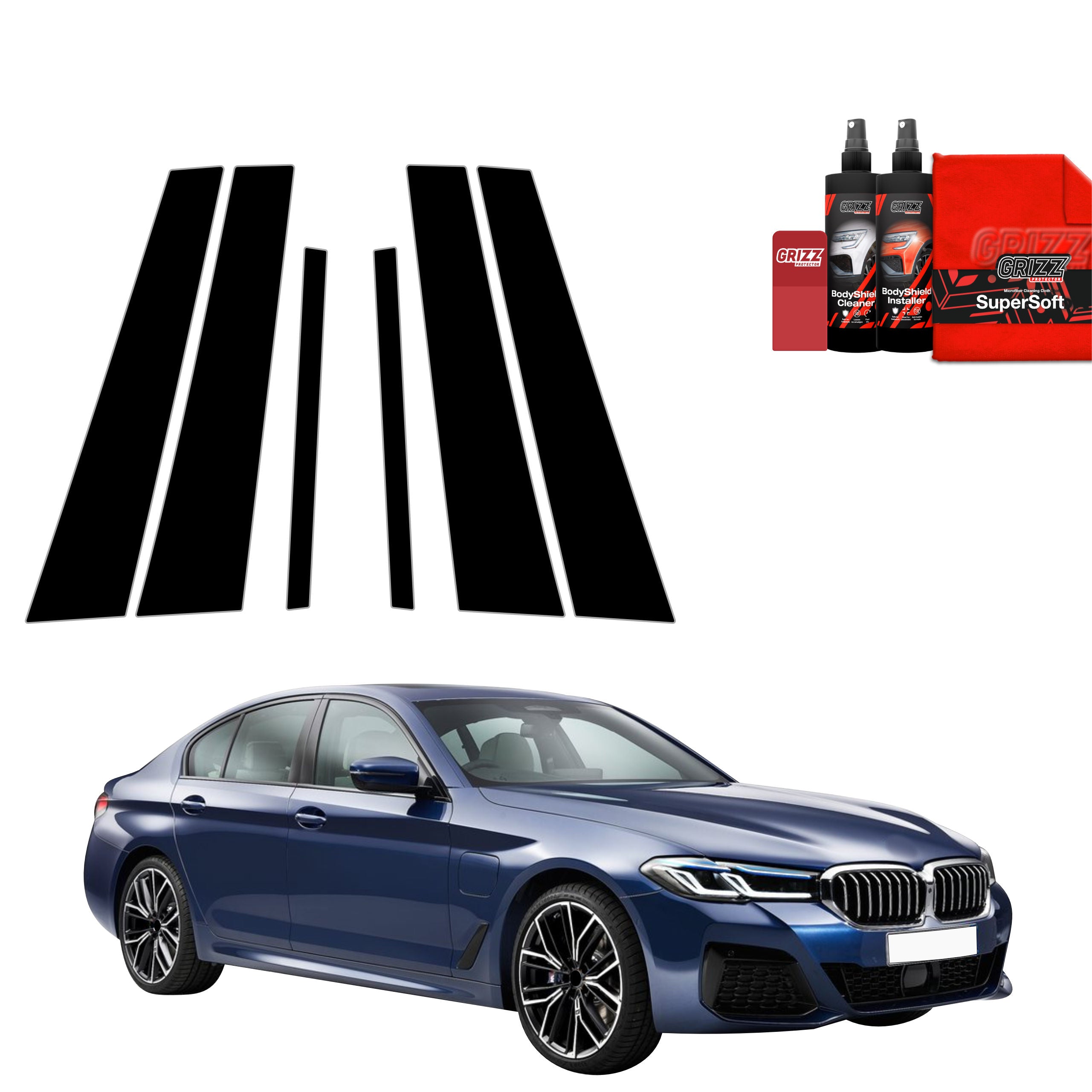 6in1 Schwarze Grizz Protector schutzfolie für B-C-Säule - BMW 5 G30 Sedan (2023- 2025)