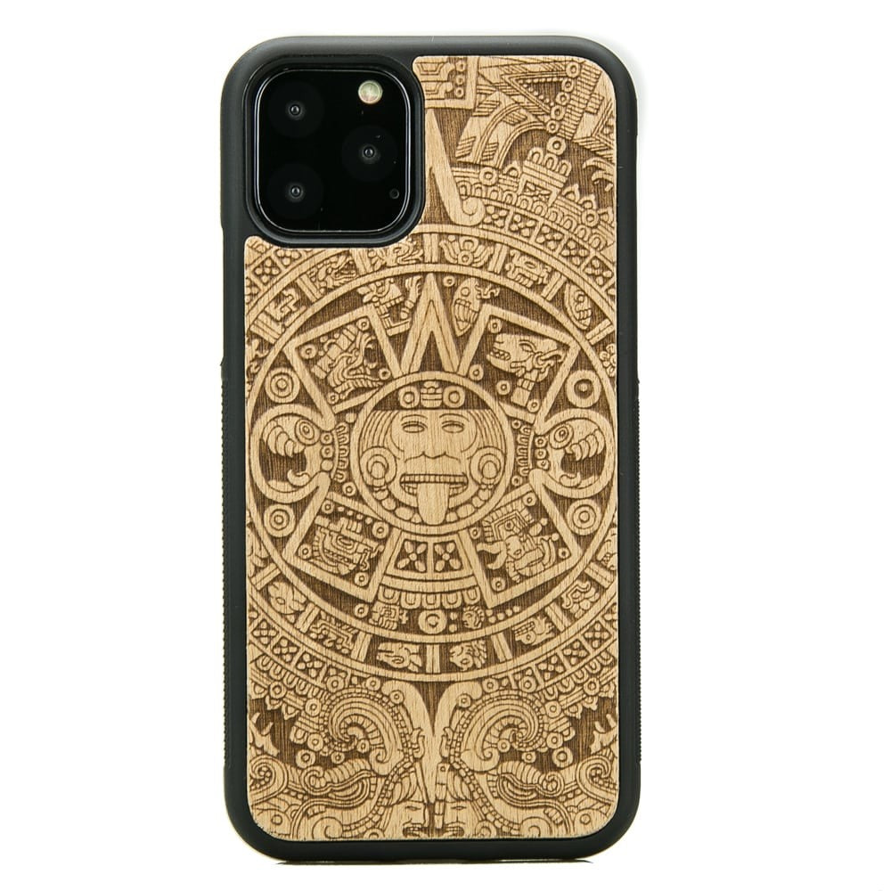 Holzhülle für iPhone 11 Pro, Bewood Aniegre Aztekischer Kalender