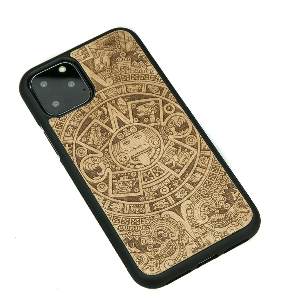 Holzhülle für iPhone 11 Pro, Bewood Aniegre Aztekischer Kalender