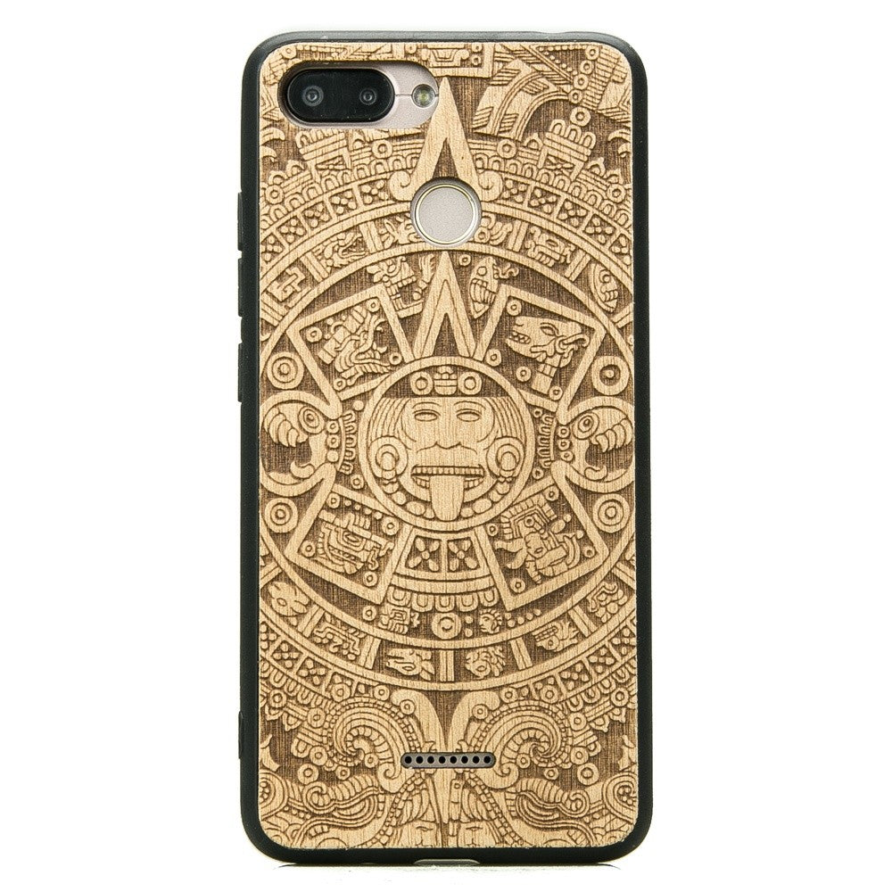 Holzhülle für Xiaomi Redmi 6 / 6A, Bewood Aniegre Aztekischer Kalender