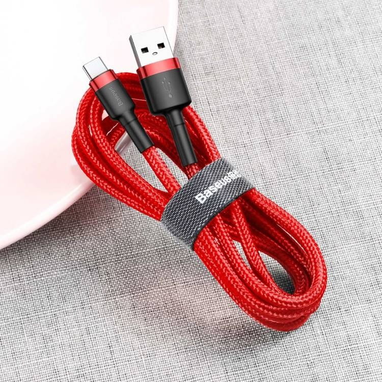 Kabel Baseus Cafule 3A USB-A für USB-C 1m, Rot-Rot
