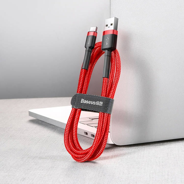Kabel Baseus Cafule 3A USB-A für USB-C 1m, Rot-Rot