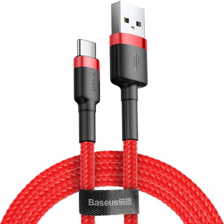 Kabel Baseus Cafule 2A USB-A für USB-C 2m, Rot-Rot