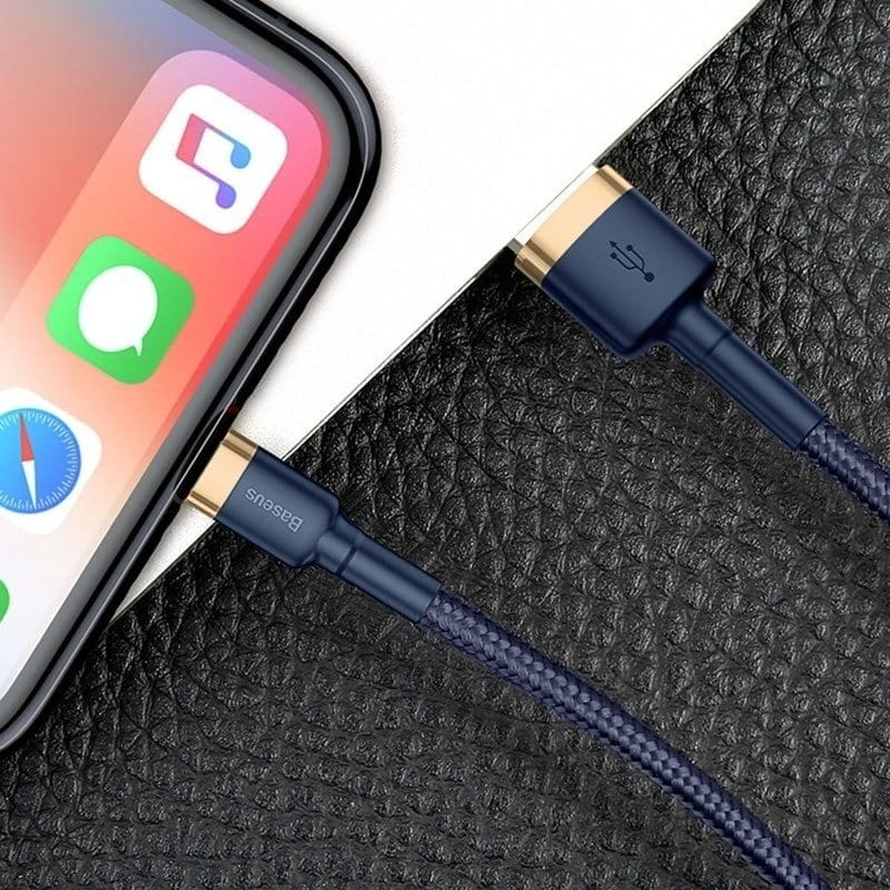 Kabel Baseus Cafule 1.5A USB-A für Lightning 2m, Dunkelblau-Golden