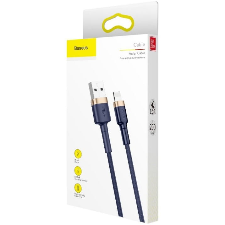 Kabel Baseus Cafule 1.5A USB-A für Lightning 2m, Dunkelblau-Golden