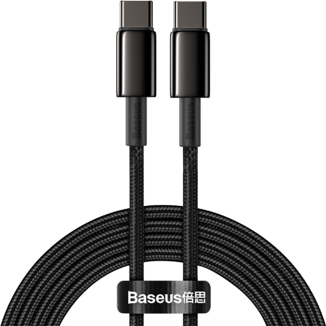 Kabel Baseus Tungsten Gold USB-C für USB-C PD 5A QC4.0 100W 2m, Schwarz