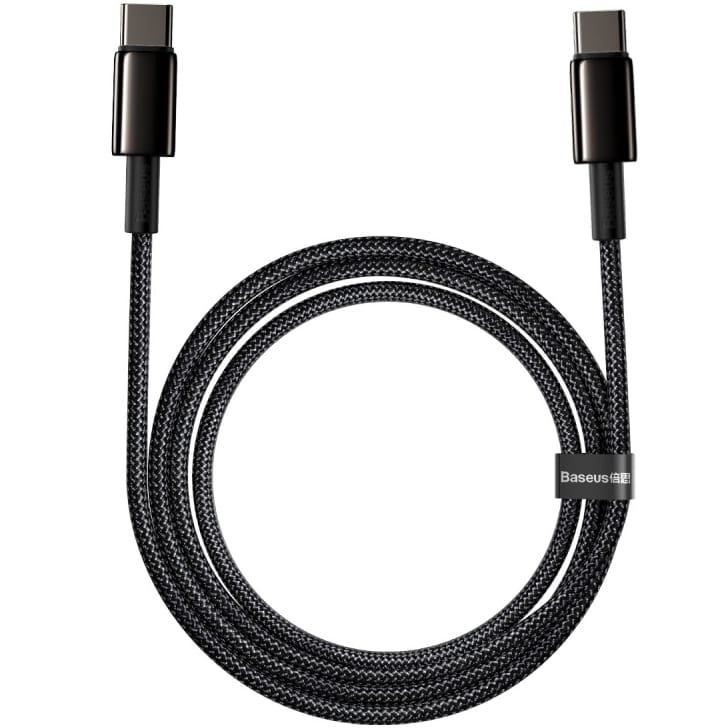 Kabel Baseus Tungsten Gold USB-C für USB-C PD 5A QC4.0 100W 2m, Schwarz