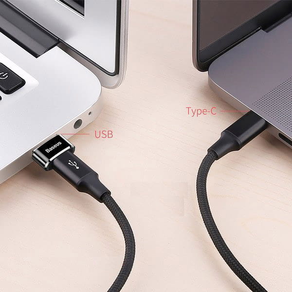 Baseus mini Adapter, USB-A auf USB-C Adapter, 3A, Schwarz