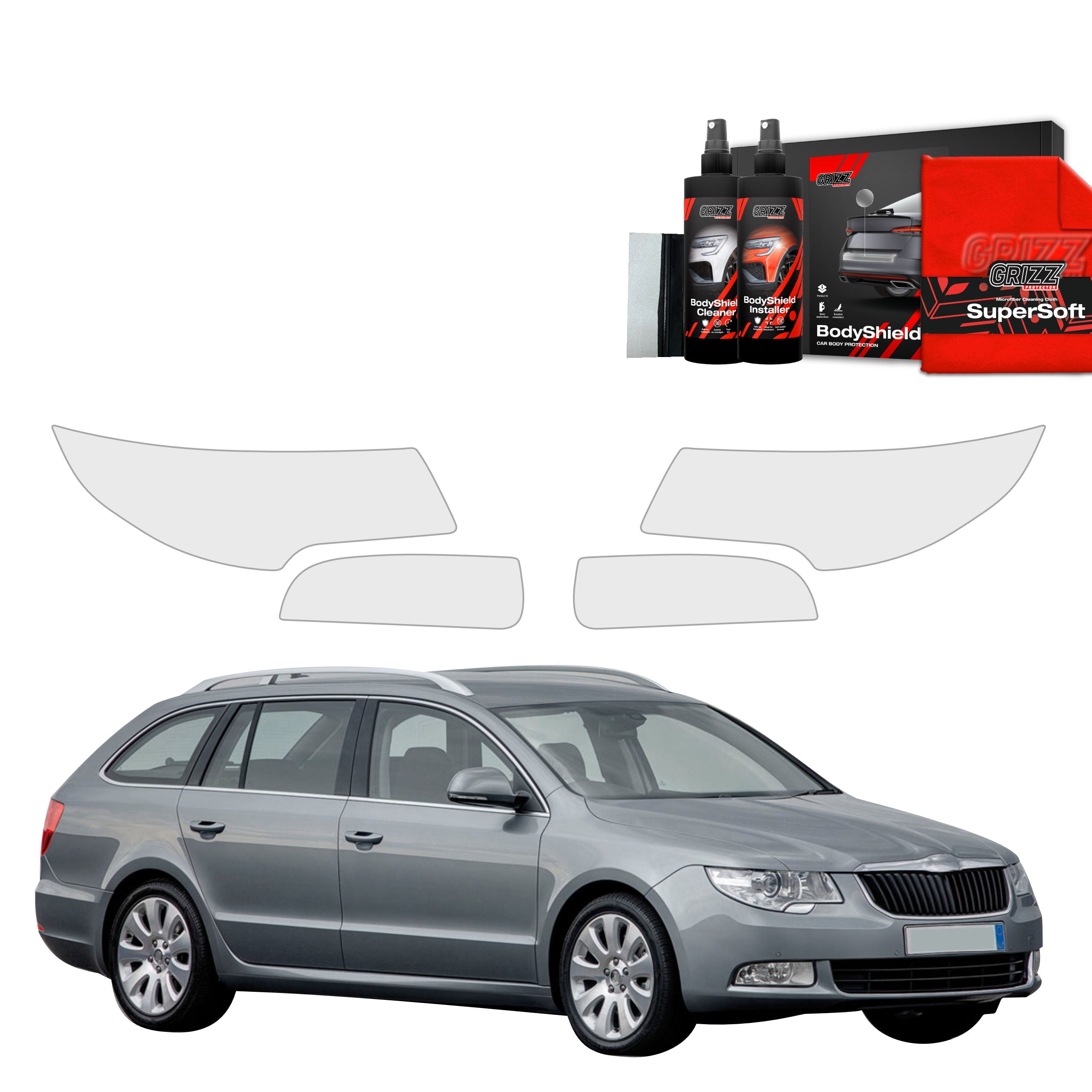 4in1 Schutzfolie Grizz Protector für Scheinwerfer - Skoda Superb 2 Kombi (2009-2013)