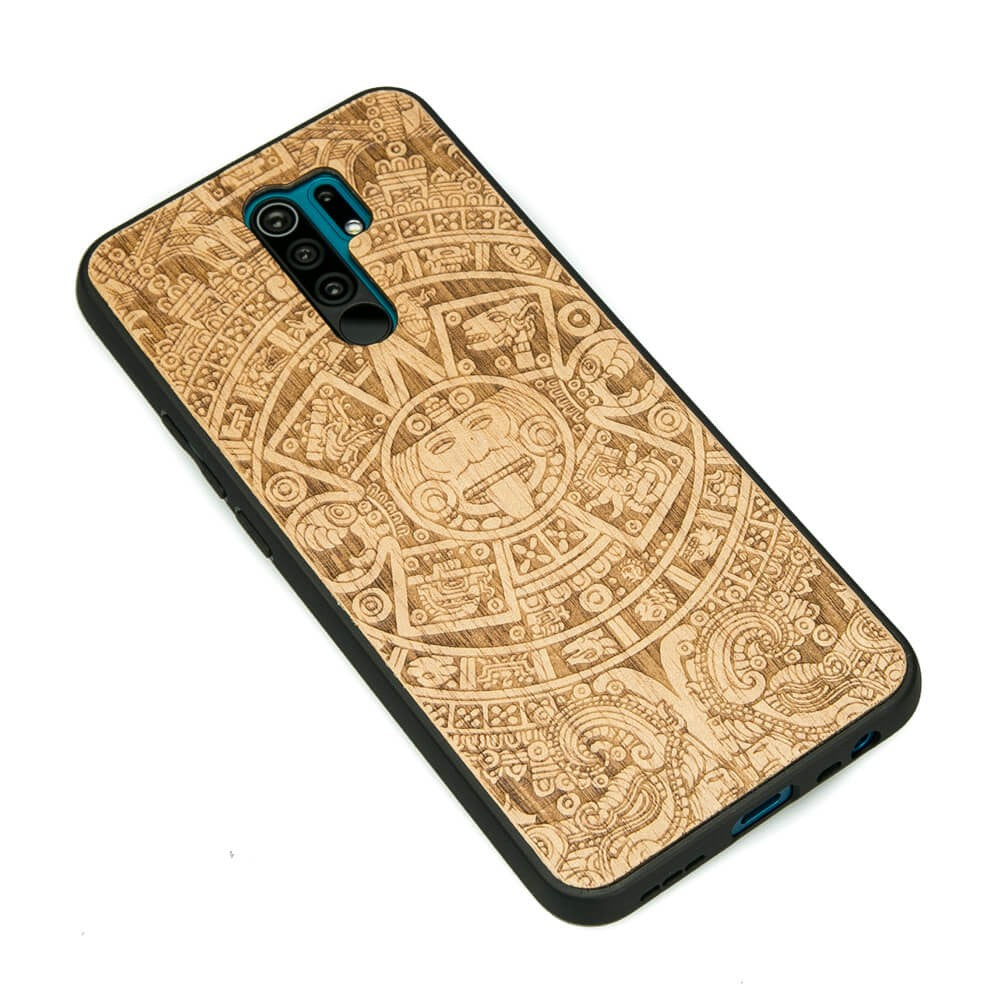 Holzhülle für Xiaomi Redmi 9, Bewood Aniegre Aztekischer Kalender
