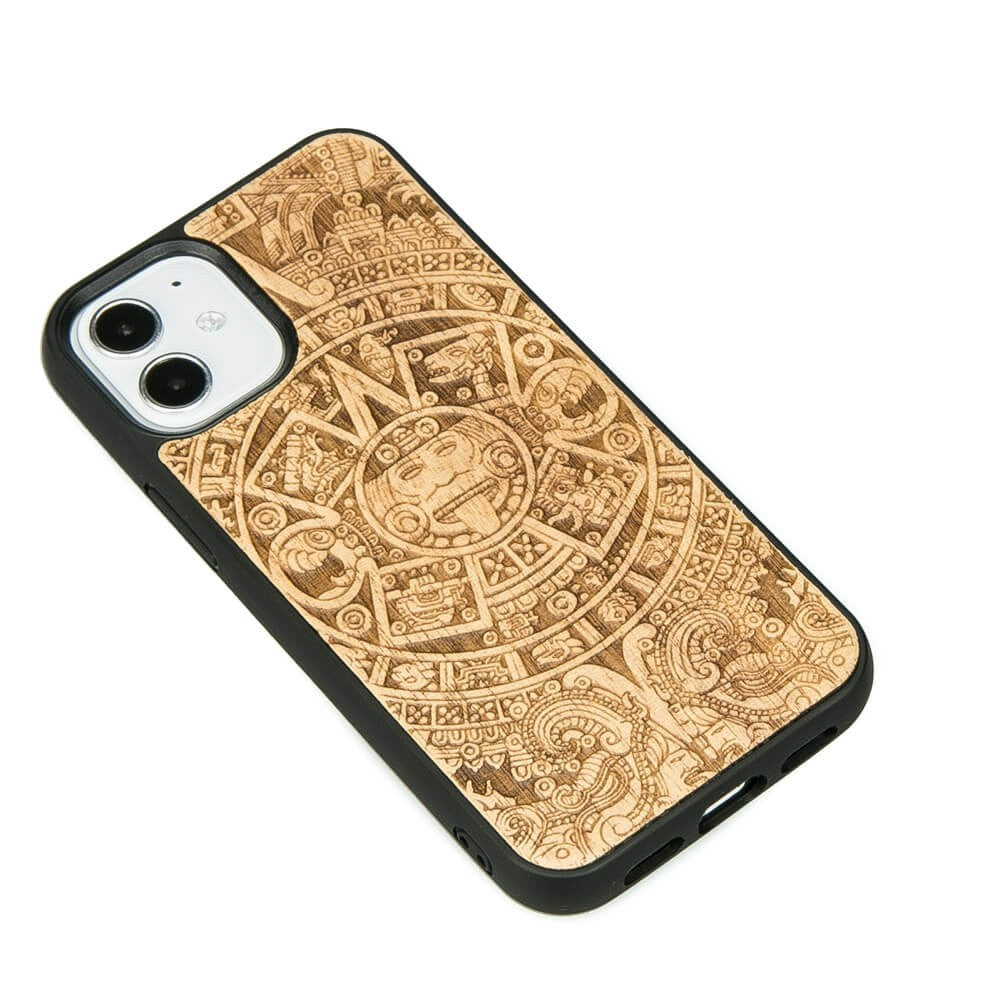 Holzhülle für iPhone 12 Mini, Bewood Aniegre Aztekischer Kalender