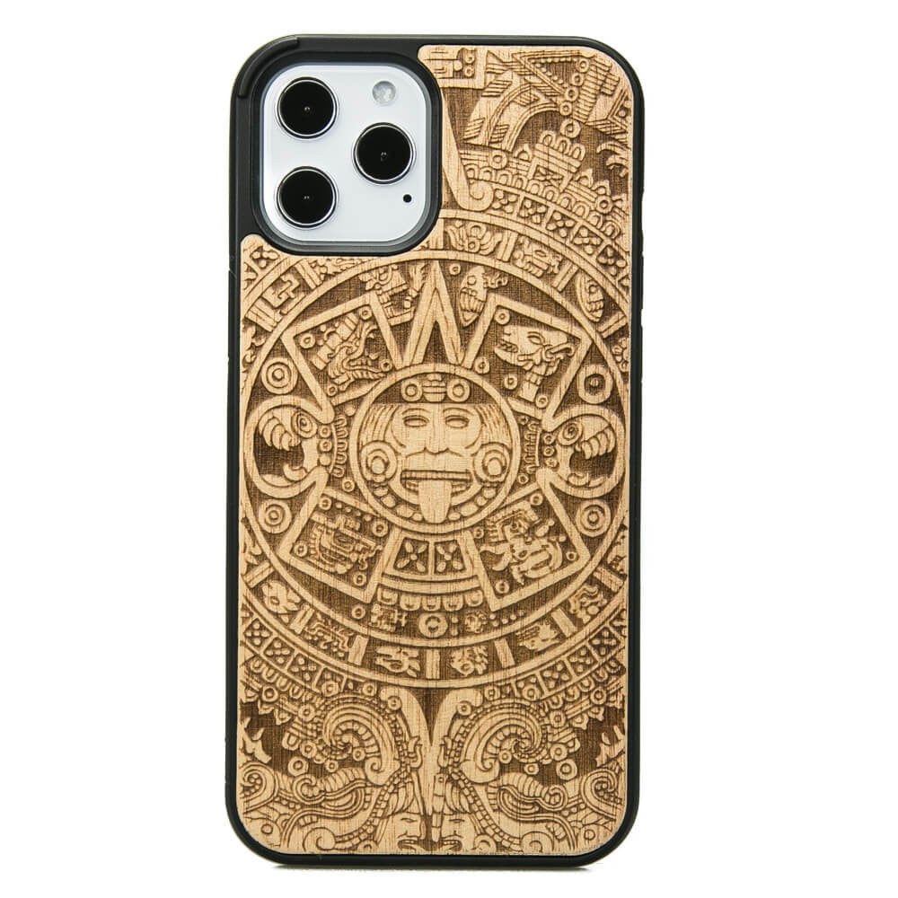 Holzhülle für iPhone 12 Pro Max, Bewood Aniegre Aztekischer Kalender