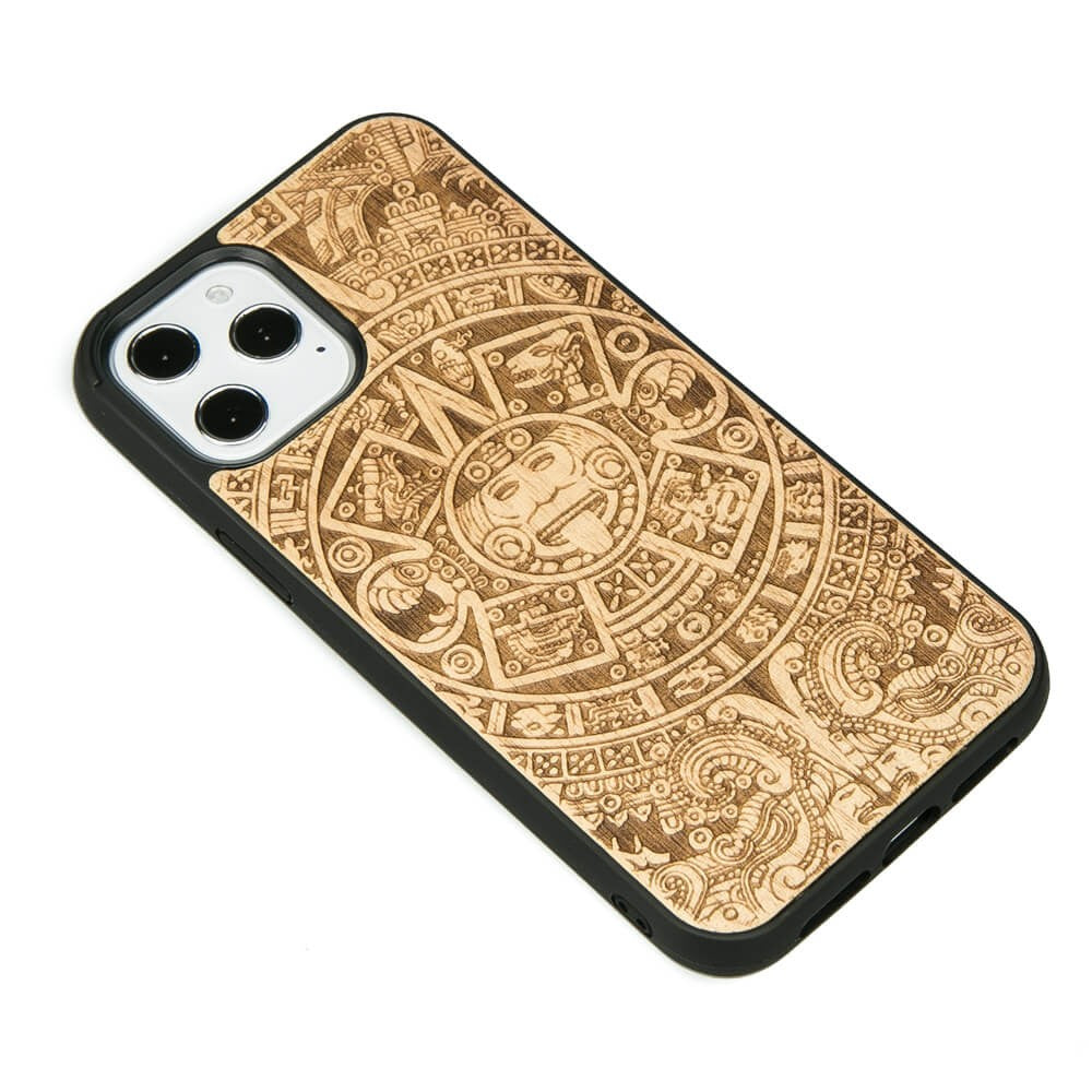 Holzhülle für iPhone 12 Pro Max, Bewood Aniegre Aztekischer Kalender