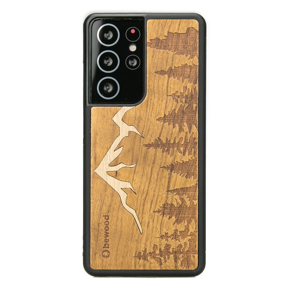 Holzhülle für Galaxy S21 Ultra, Bewood Imbuia-Gebirge