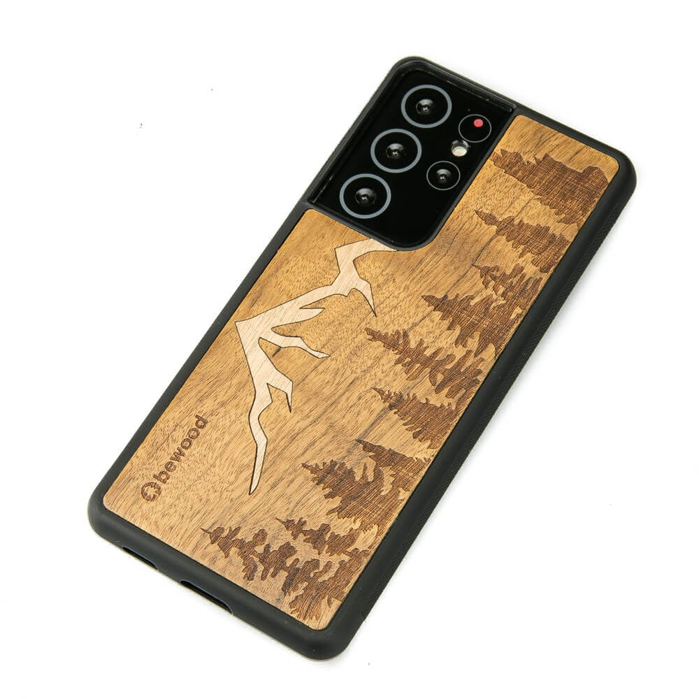 Holzhülle für Galaxy S21 Ultra, Bewood Imbuia-Gebirge