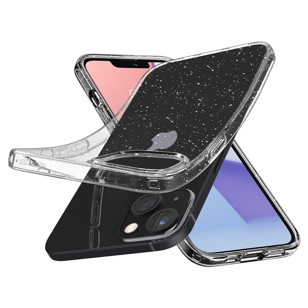 Schutzhülle Spigen Liquid Crystal Glitter für iPhone 13, Transparent