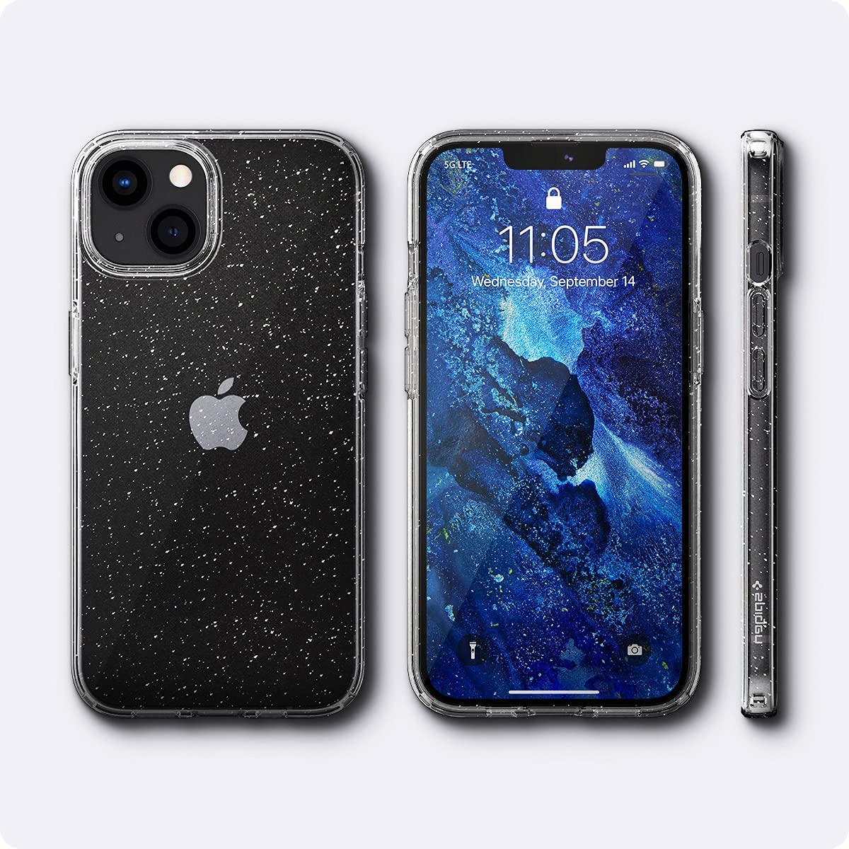 Schutzhülle Spigen Liquid Crystal Glitter für iPhone 13, Transparent