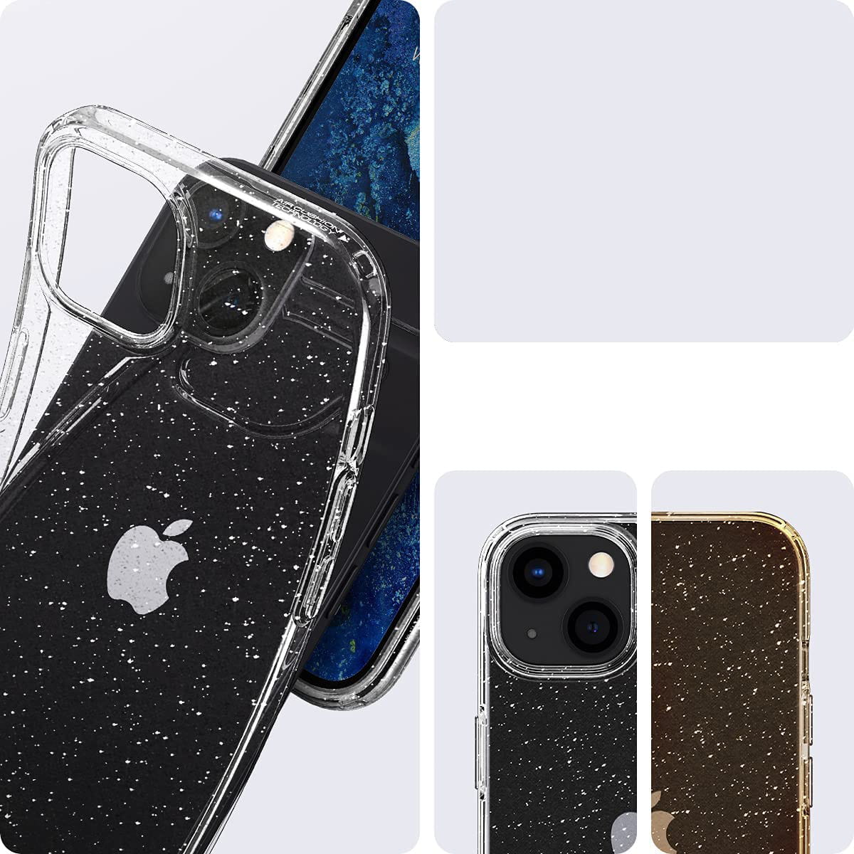 Schutzhülle Spigen Liquid Crystal Glitter für iPhone 13, Transparent