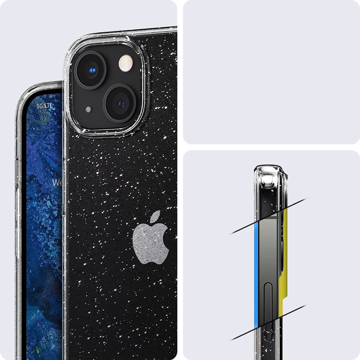 Schutzhülle Spigen Liquid Crystal Glitter für iPhone 13, Transparent