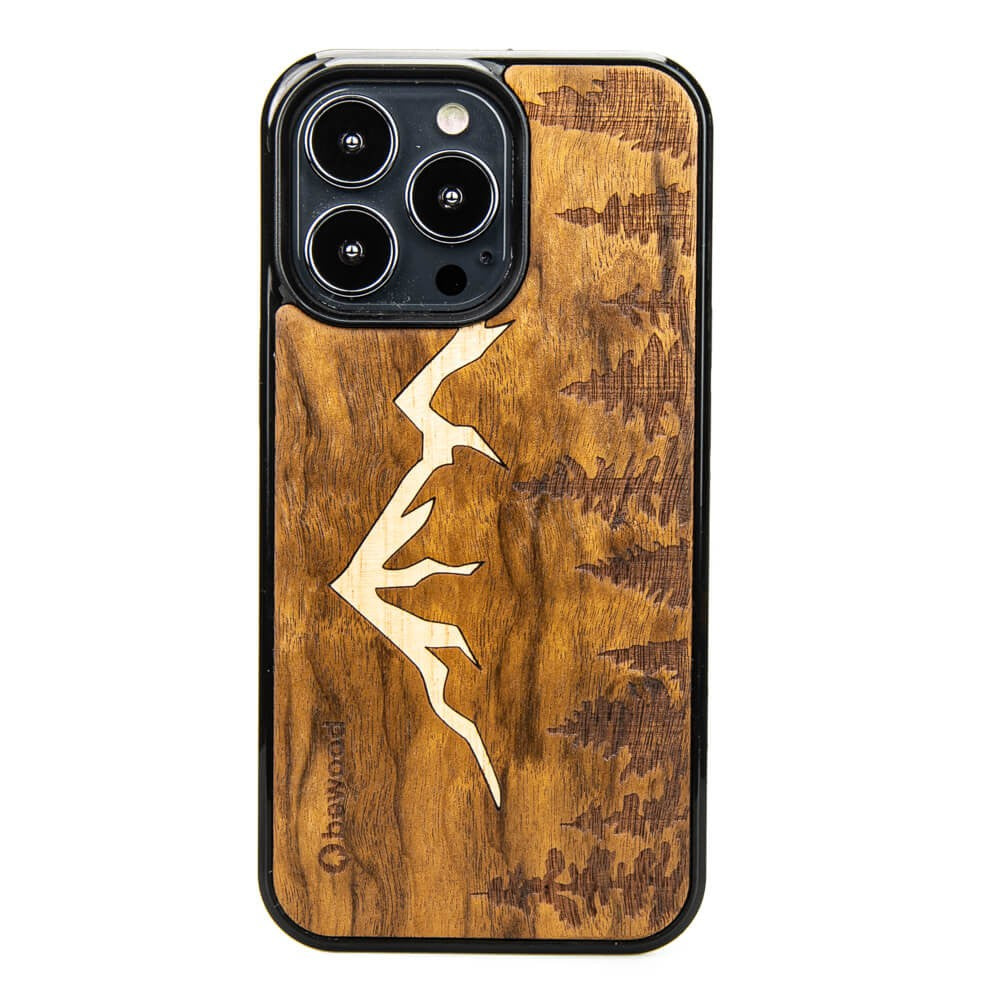Holzhülle für iPhone 13 Pro, Bewood Imbuia-Gebirge