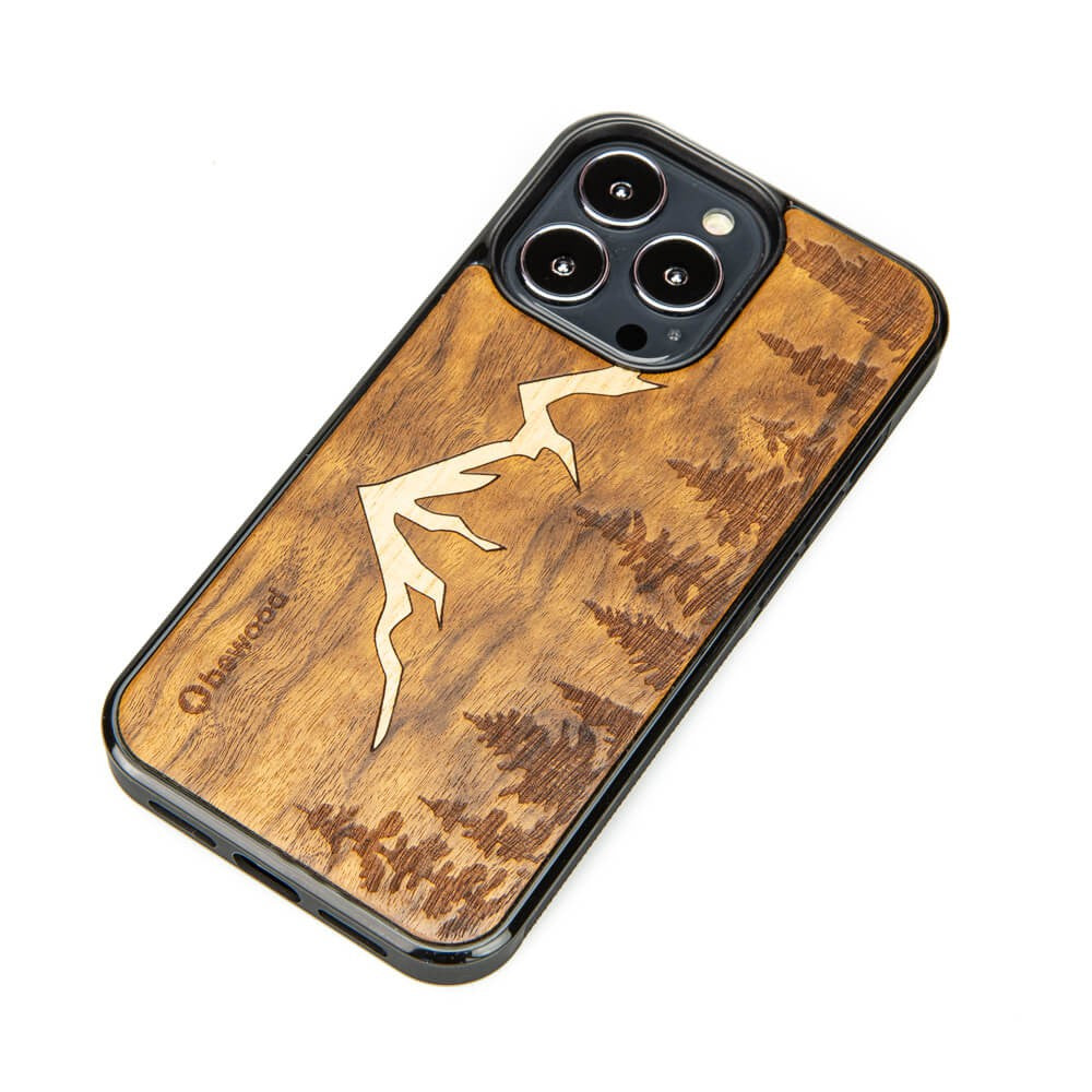 Holzhülle für iPhone 13 Pro, Bewood Imbuia-Gebirge