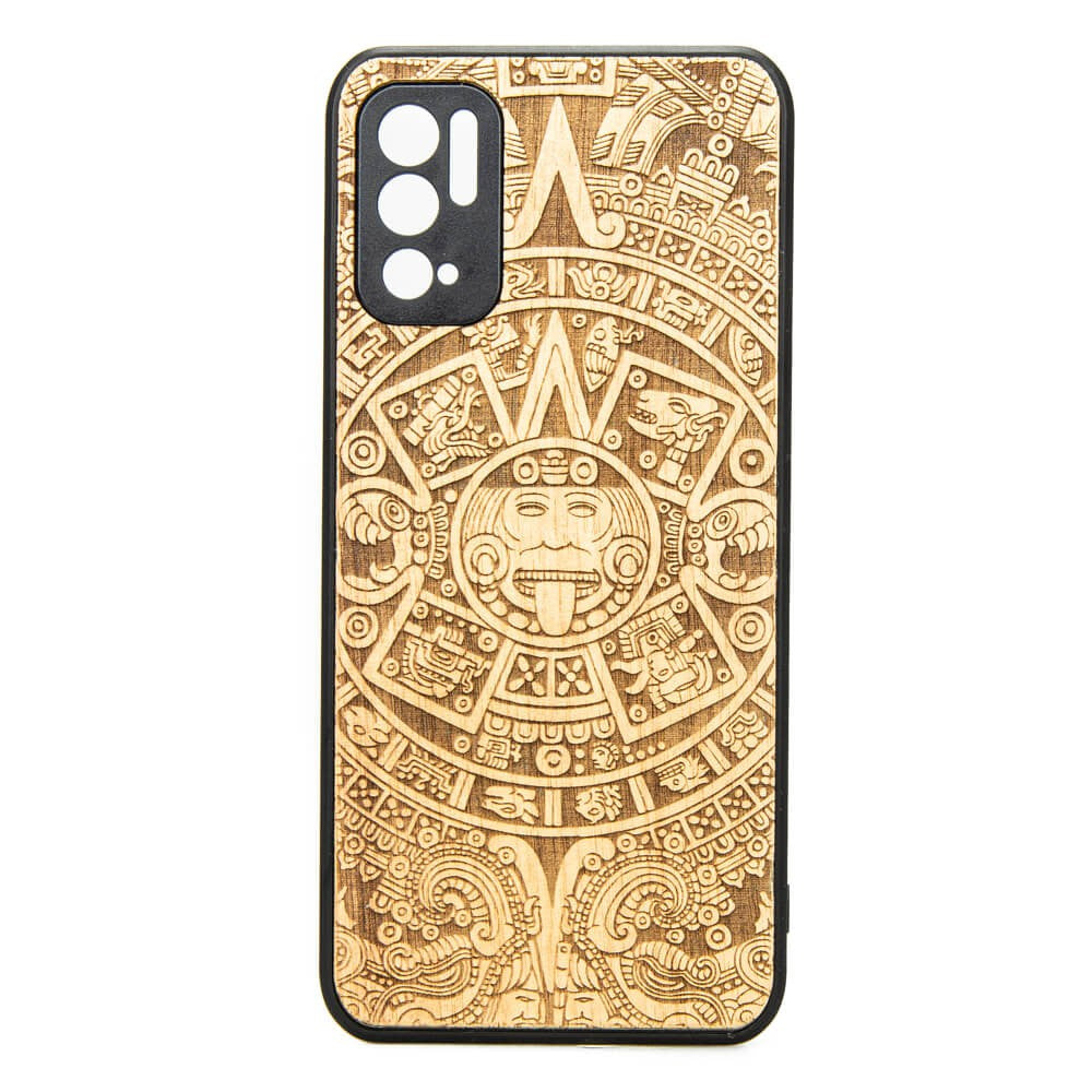 Holzhülle für Xiaomi Redmi Note 10 5G, Bewood Aniegre Aztekischer Kalender