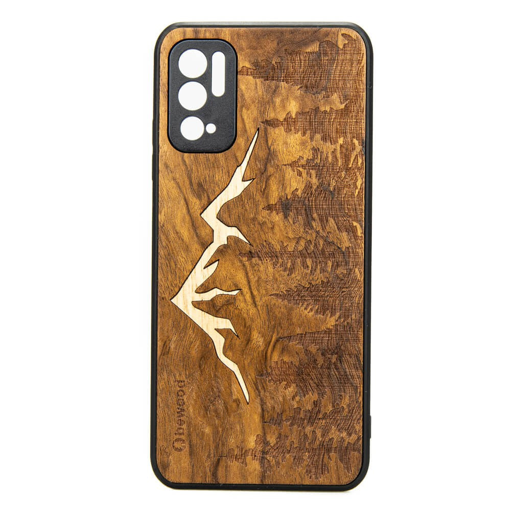 Holzhülle für Xiaomi Redmi Note 10 5G, Bewood Imbuia-Gebirge