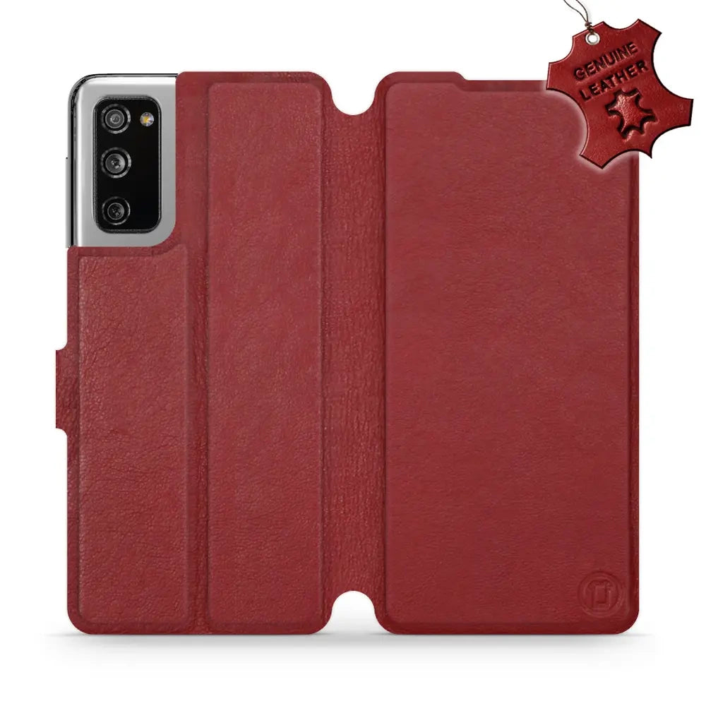 Echtleder Handyhülle für Galaxy S20 FE, Mobiwear Leather, Dunkelrot