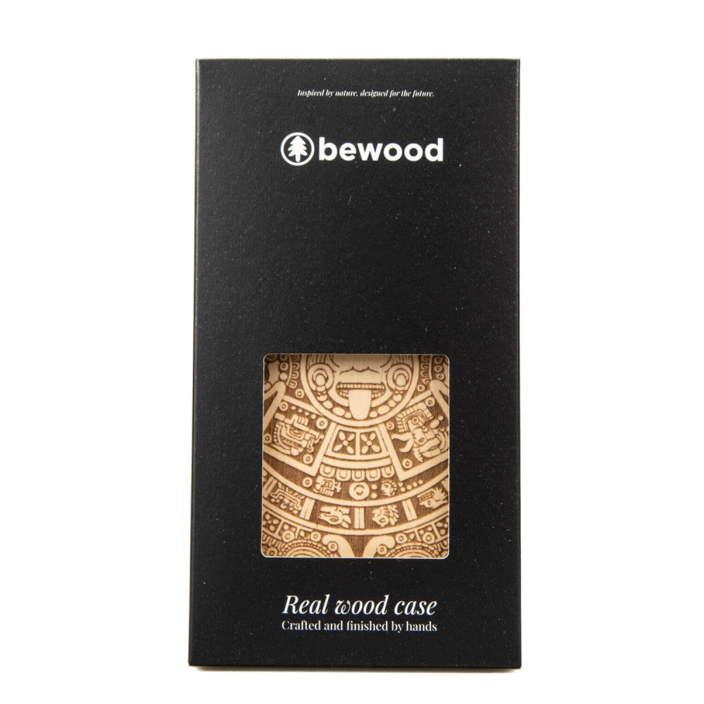 Holzhülle für iPhone 14 Pro, Bewood Aniegre Aztekischer Kalender