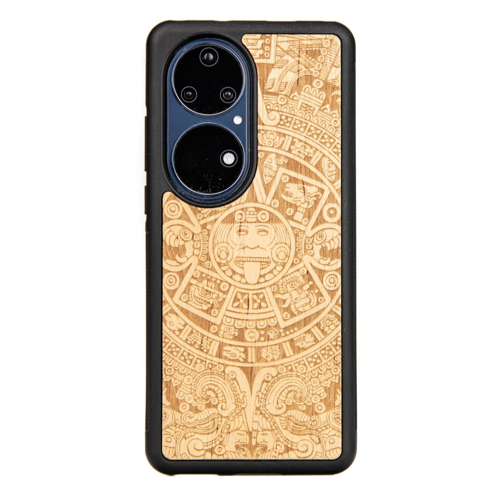 Holzhülle für Huawei P50 Pro, Bewood Aniegre Aztekischer Kalender