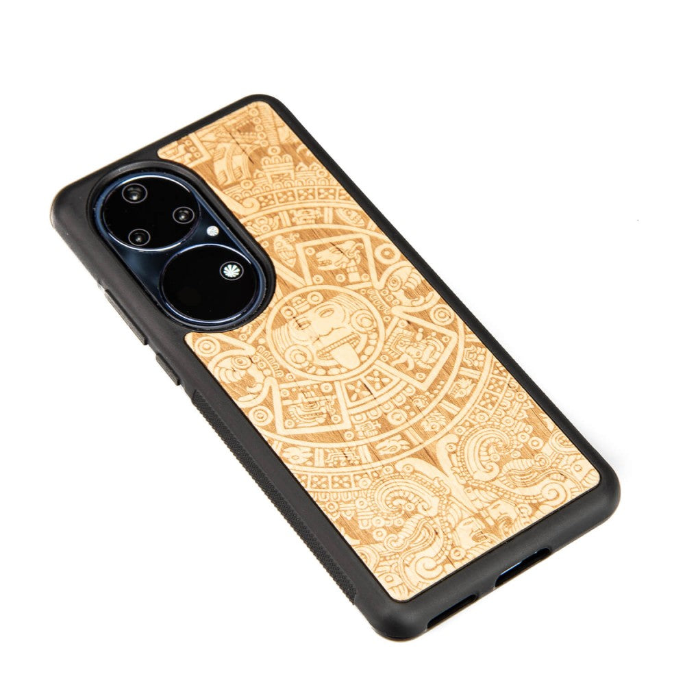 Holzhülle für Huawei P50 Pro, Bewood Aniegre Aztekischer Kalender