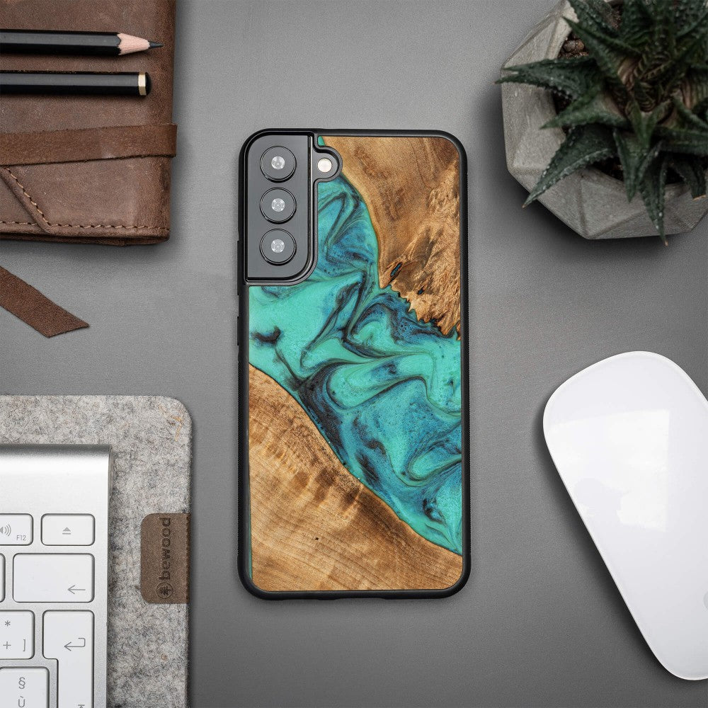 Holzhülle für Galaxy S22 Plus, Bewood Unique Turquoise