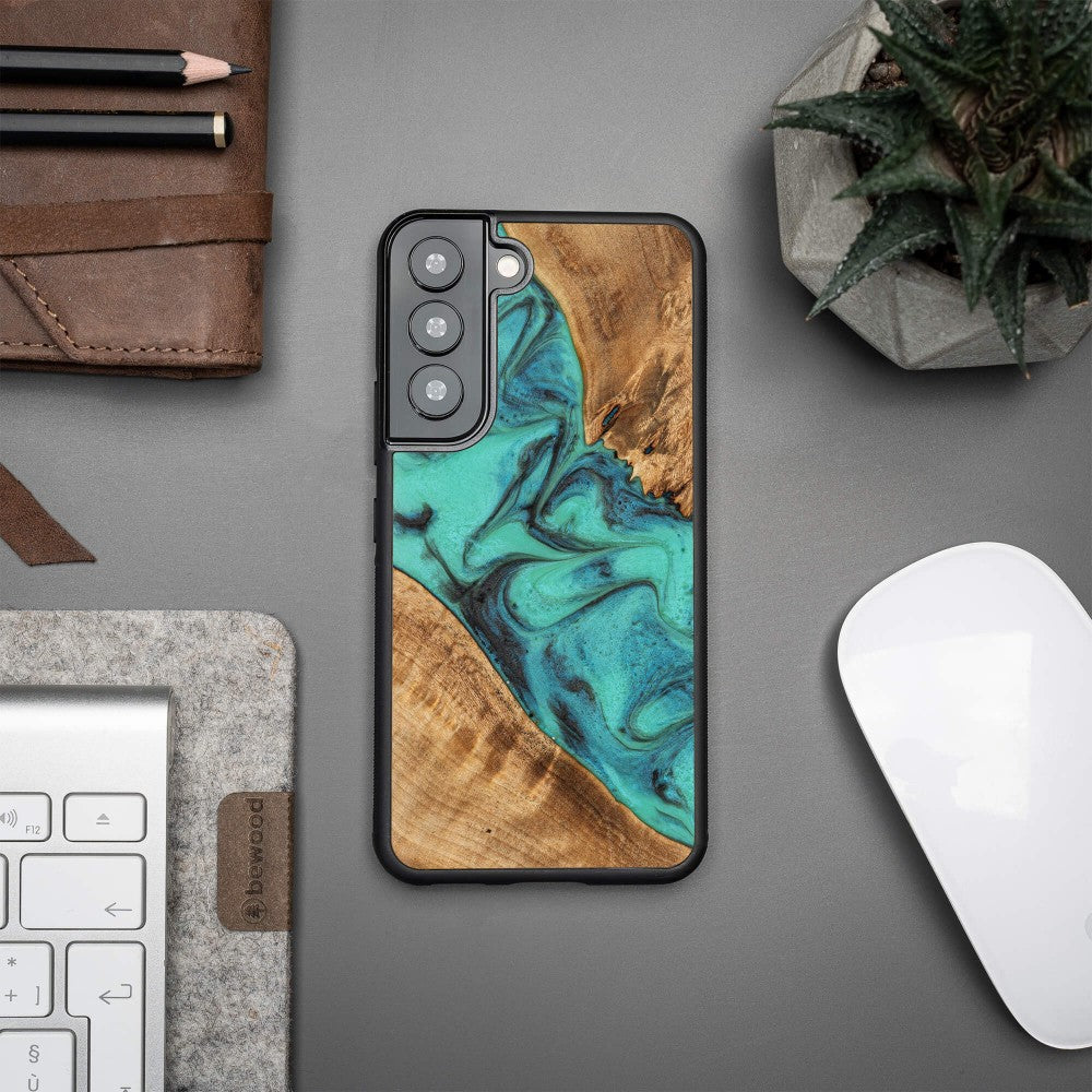 Holzhülle für Galaxy S22, Bewood Unique Turquoise