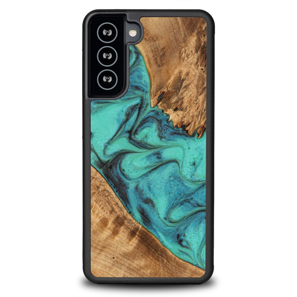 Holzhülle für Galaxy S21 FE, Bewood Unique Turquoise