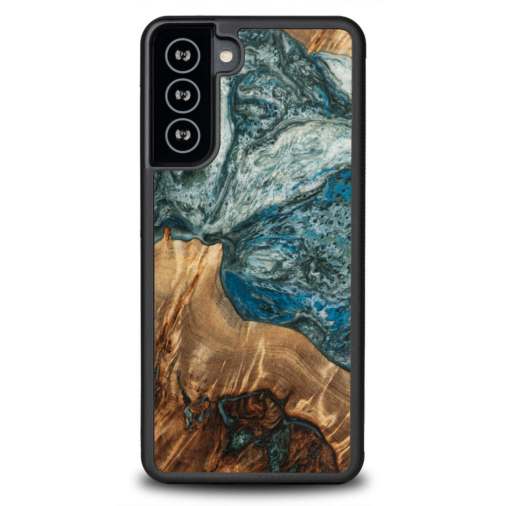 Holzhülle für Galaxy S21 FE, Bewood Unique Planets Erde