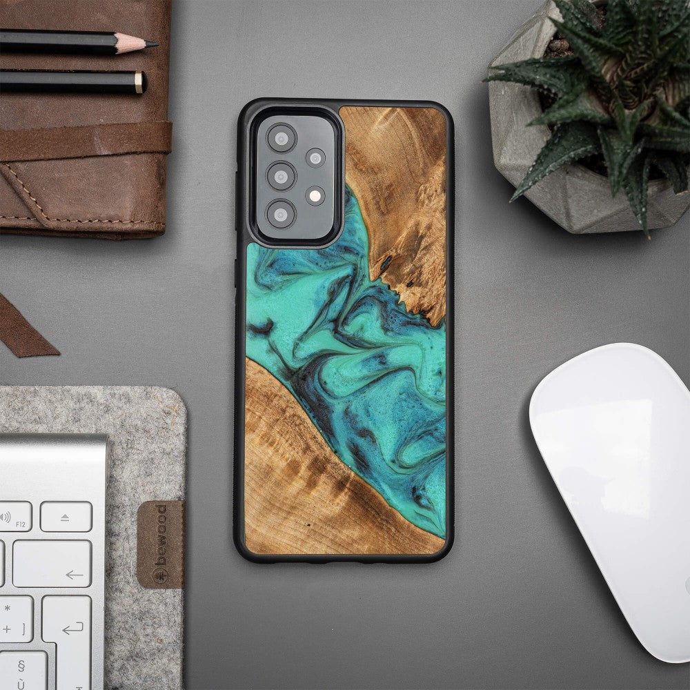 Holzhülle für Galaxy A33 5G, Bewood Unique Turquoise