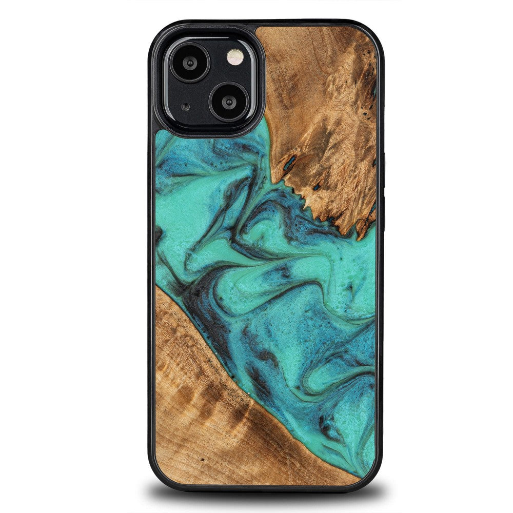 Holzhülle für iPhone 13, Bewood Unique Turquoise