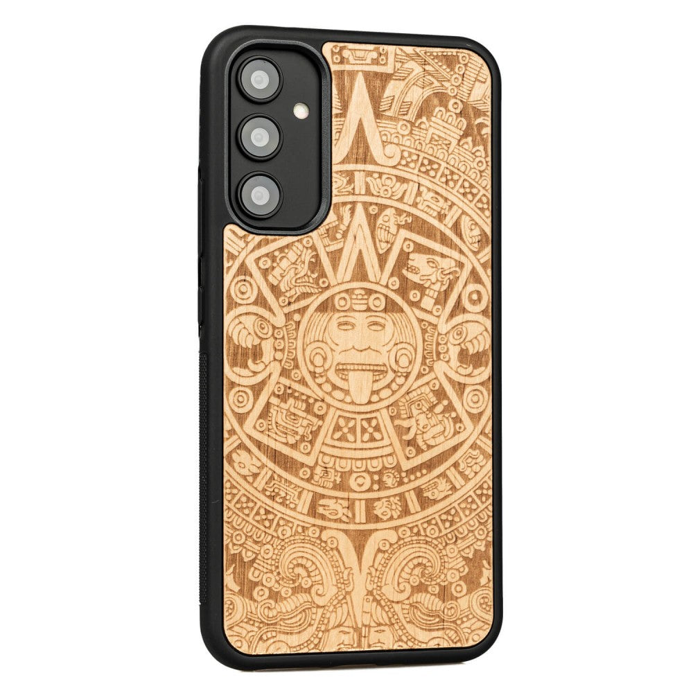 Holzhülle für Galaxy A34 5G, Bewood Aniegre Aztekischer Kalender