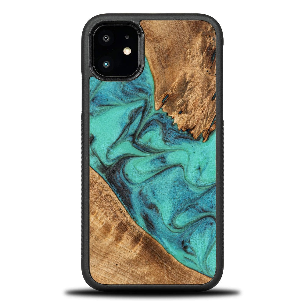 Holzhülle für iPhone 11, Bewood Unique Turquoise