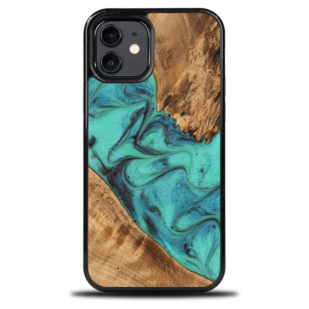 Holzhülle für iPhone 12 Pro / 12, Bewood Unique Turquoise
