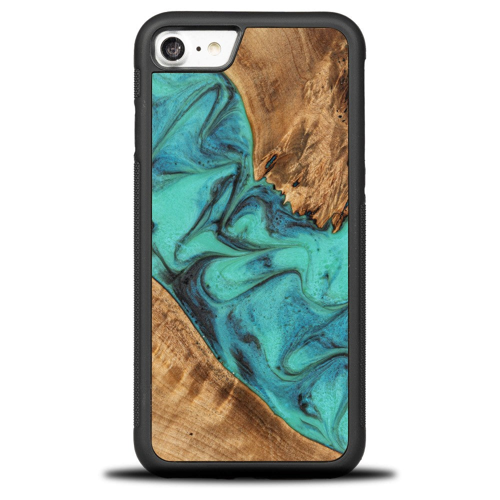 Holzhülle für iPhone SE 2022 / 2020 / 8 / 7, Bewood Unique Turquoise