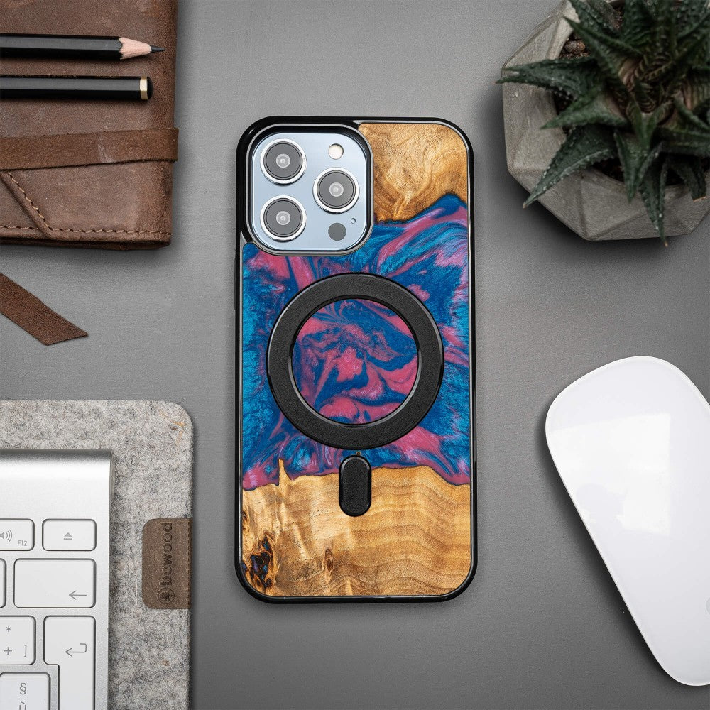 Holzhülle für iPhone 14 Pro Max, Bewood Unique Neons Vegas für MagSafe