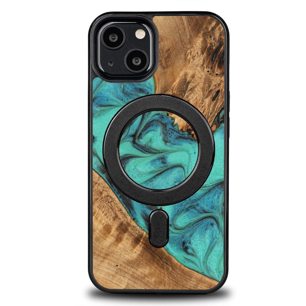 Holzhülle für iPhone 13, Bewood Unique Turquoise für MagSafe