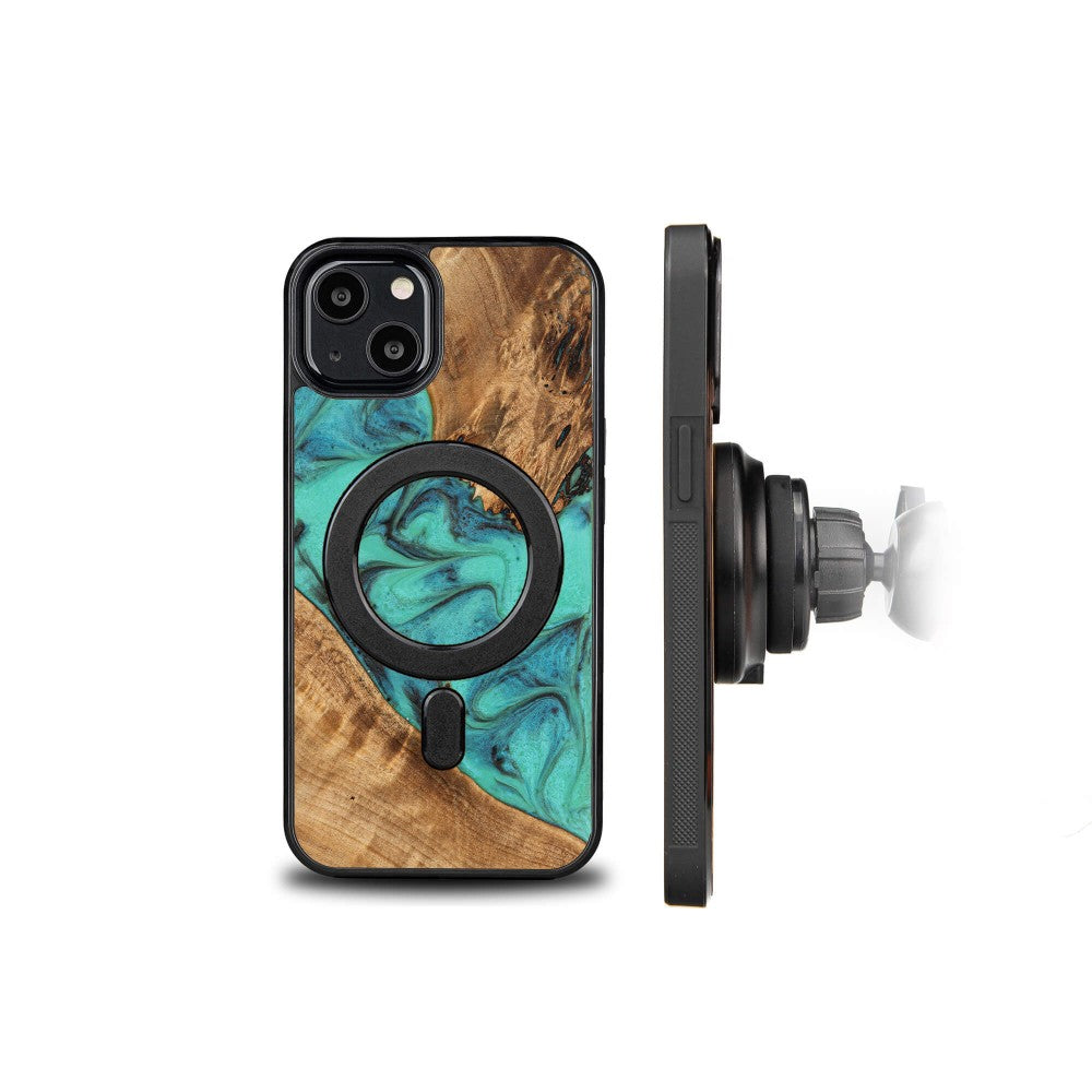 Holzhülle für iPhone 13, Bewood Unique Turquoise für MagSafe