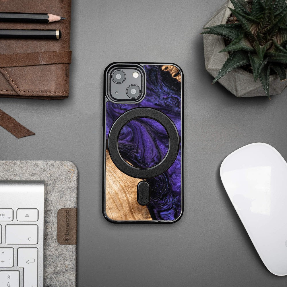Holzhülle für iPhone 13 Mini, Bewood Unique Violet für MagSafe