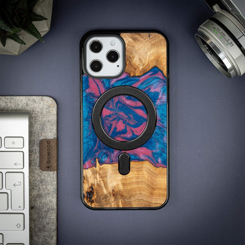 Holzhülle für iPhone 12 Pro Max, Bewood Unique Neons Vegas für MagSafe