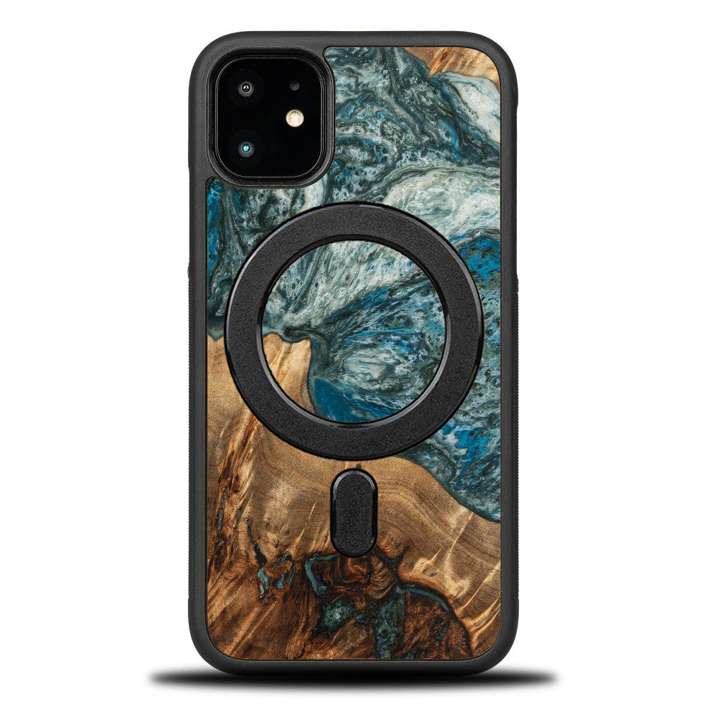 Holzhülle für iPhone 11, Bewood Unique Planets Erde für MagSafe