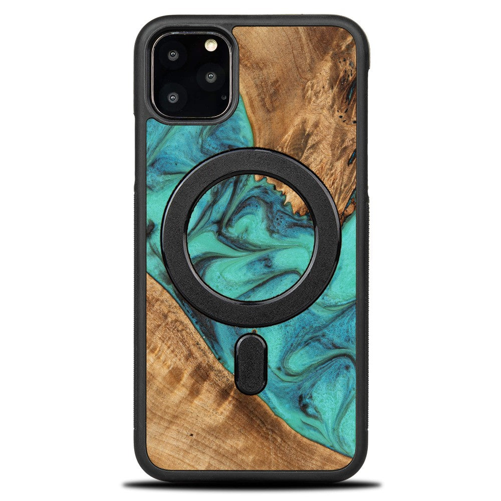 Holzhülle für iPhone 11 Pro Max, Bewood Unique Turquoise für MagSafe