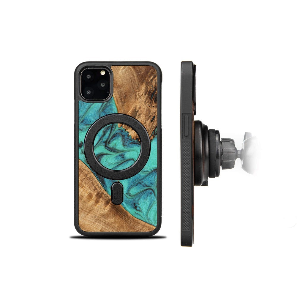 Holzhülle für iPhone 11 Pro Max, Bewood Unique Turquoise für MagSafe